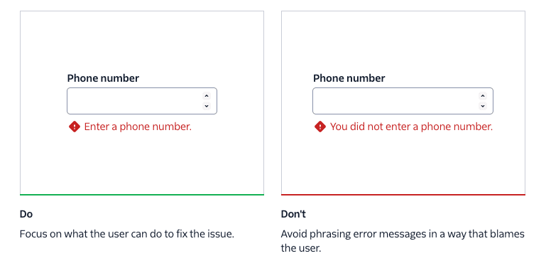 Do/Dont example from the error state pattern documentation